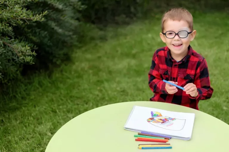 child with eye operation