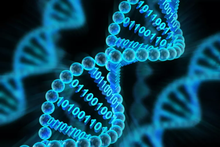 DNA strand with binary code
