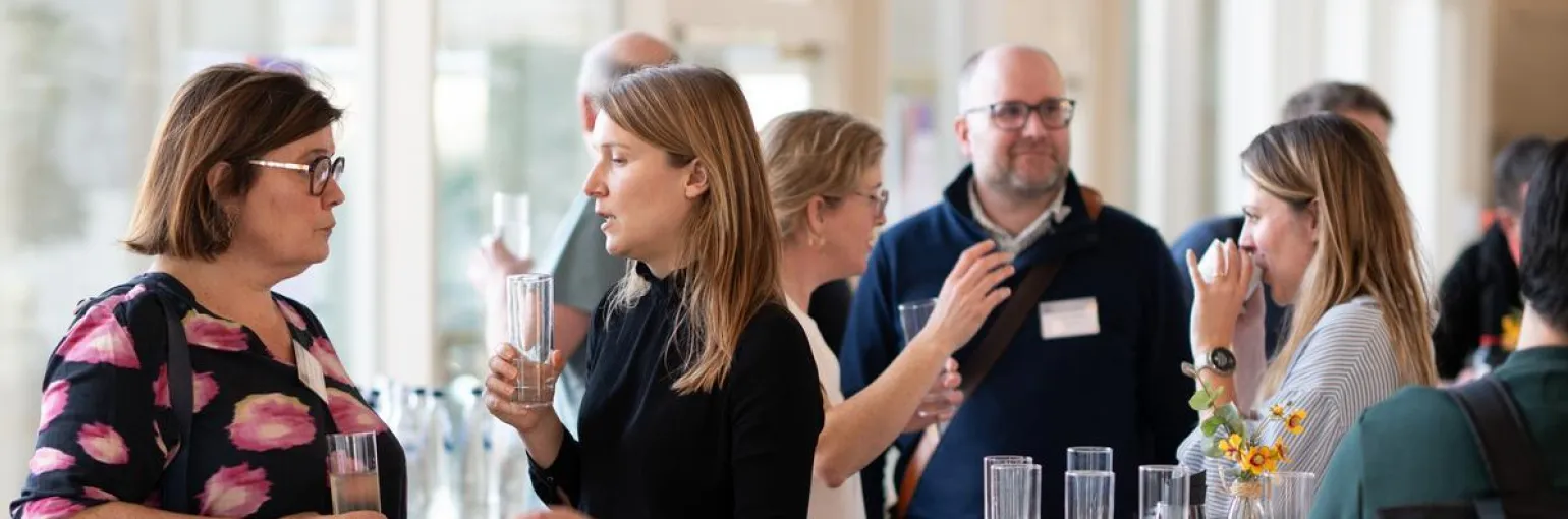 people networking at reception